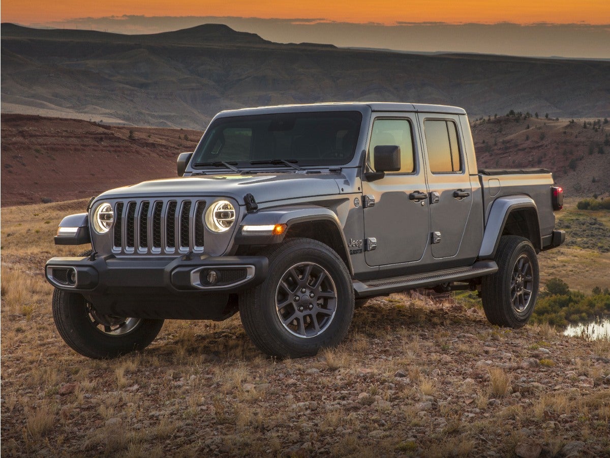 2021 Jeep Gladiator Rubicon in Black Clearcoat — front three-quarter view