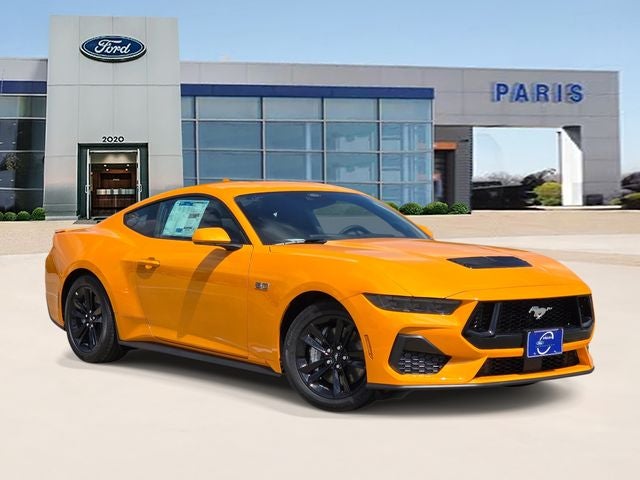 2026 Ford Mustang GT in Orange Fury Metallic Tri-Coat — front three-quarter view