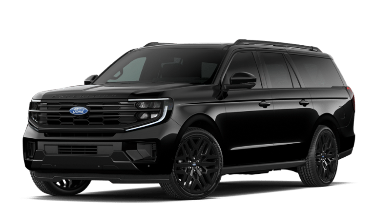 2027 Ford Expedition Max Platinum in Agate Black Metallic — front three-quarter view