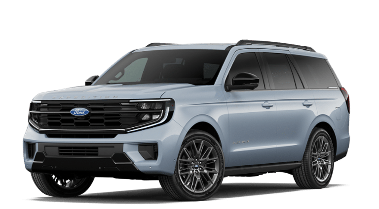 2027 Ford Expedition Platinum in Glacier Gray Metallic Tri-Coat — front three-quarter view
