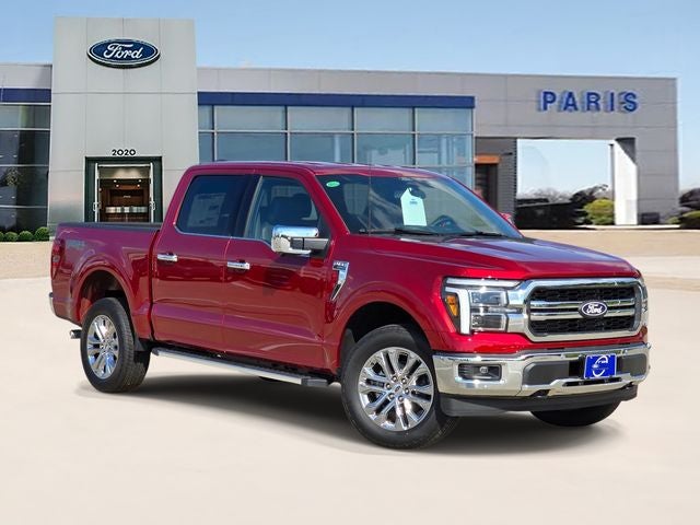 2026 Ford F-150 Lariat in Ruby Red Metallic Tinted Clearcoat — front three-quarter view