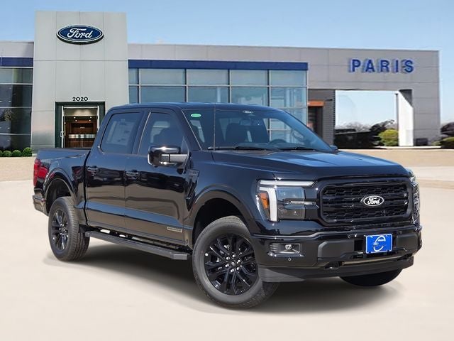 2025 Ford F-150 Lariat PowerBoost in Agate Black Metallic — front three-quarter view