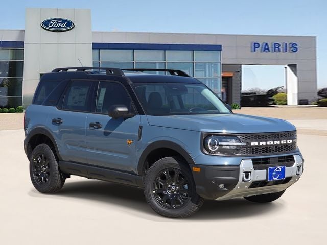 2026 Ford Bronco Sport Badlands in Azure Gray Metallic Tri-Coat — front three-quarter view
