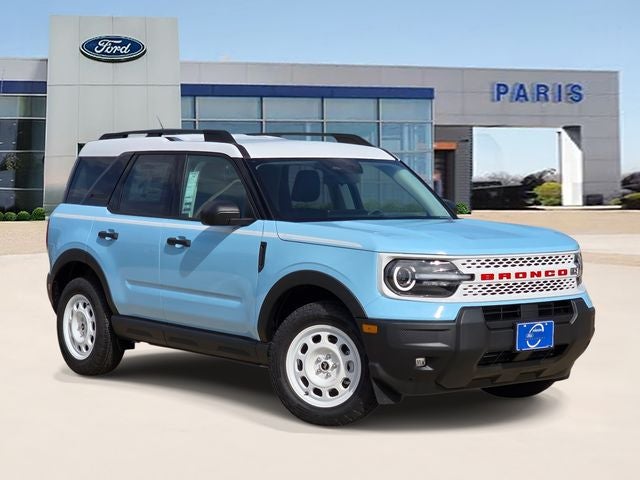 2026 Ford Bronco Sport Heritage in Robins Egg Blue — front three-quarter view