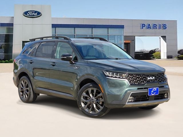 2022 Kia Sorento X-Line EX in Aruba Green — front three-quarter view
